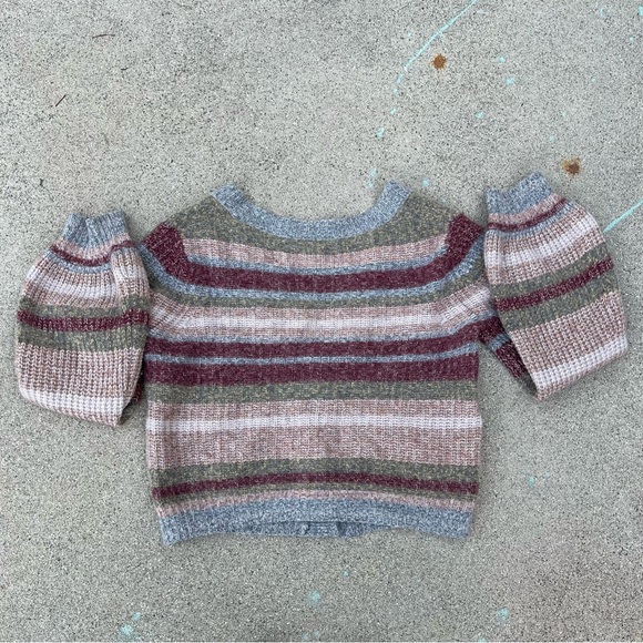 360 Cashmere button up cardigan crop sweater striped Size Small preloved school - Picture 2 of 4